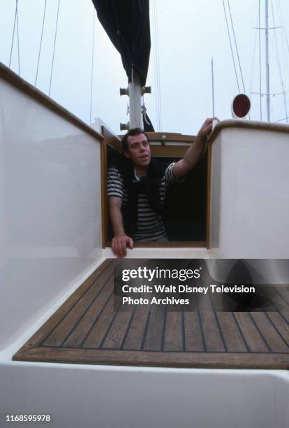 Actor John Schuck on his personal yacht, slice of life / behind the scenes for the ABC tv series 'Holmes & Yoyo'.