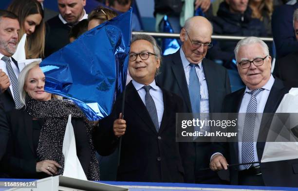 Farhad Moshiri, owner of Everton looks on from the stands during the Premier League match between Everton FC and Watford FC at Goodison Park on...