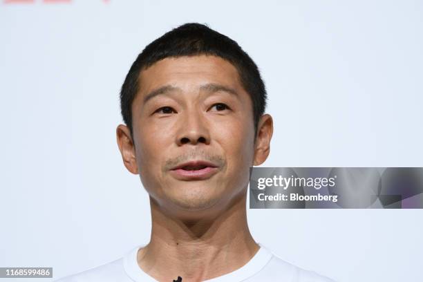 Yusaku Maezawa, founder of Zozo Inc., speaks during a news conference in Tokyo, Japan, on Thursday, Sept. 12, 2019. Yahoo Japan Corp.s surprise plan...