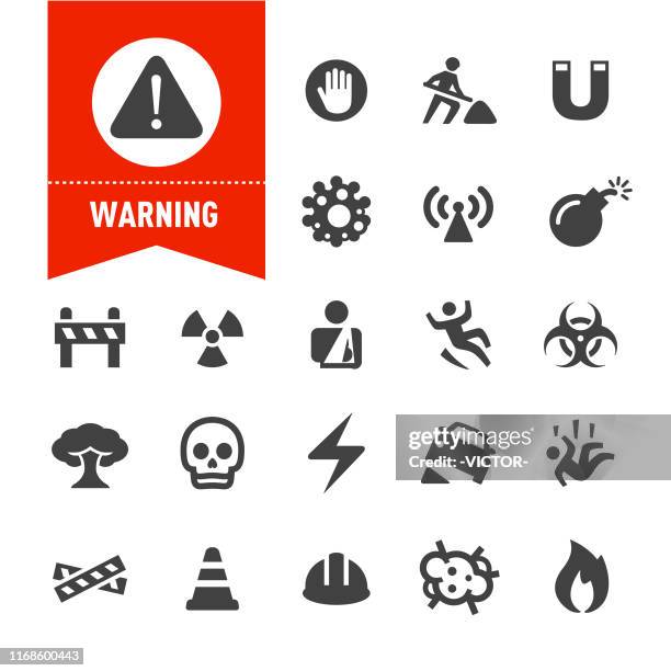 warning icons - special series - nuclear fallout stock illustrations