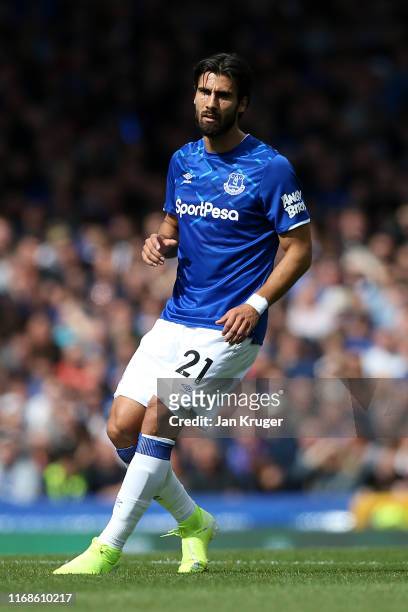 Andre Gomes of Everton during the Premier League match between Everton FC and Watford FC at Goodison Park on August 17, 2019 in Liverpool, United...