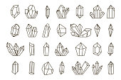 Vector set of hand drawn crystals.