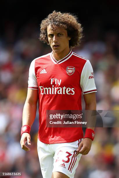 David Luiz of Arsenal during the Premier League match between Arsenal FC and Burnley FC at Emirates Stadium on August 17, 2019 in London, United...