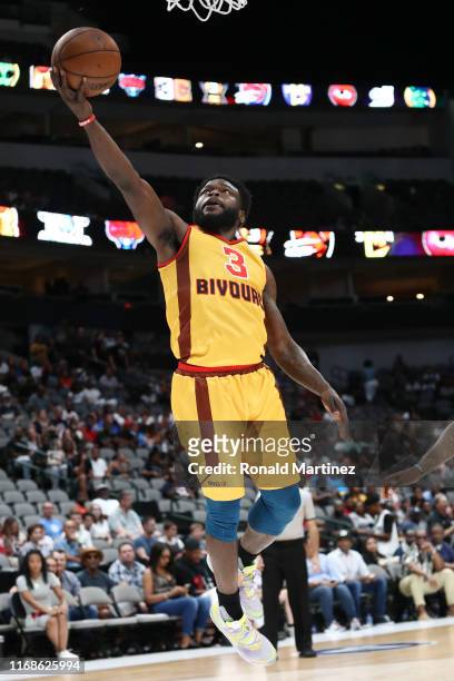 Will Bynum of the Bivouac shoots the ball against the Ball Hogs during week nine of the BIG3 three on three basketball league at American Airlines...