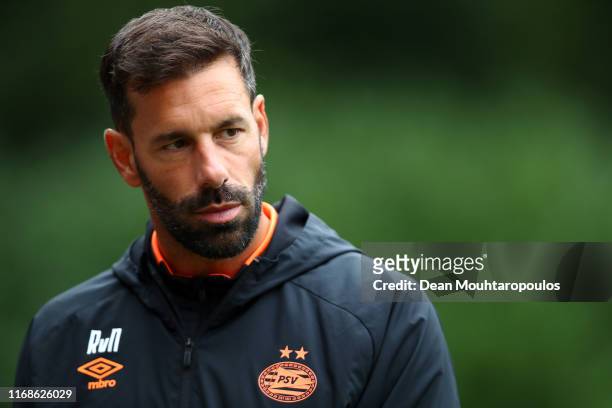 Head Coach / Manager, Ruud van Nistelrooy gives his players instructions from the sidelines during The Otten Cup match between PSV Eindhoven and FC...