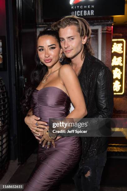 Natasha Grano and Elijah Rowen attend a VIP event in celebration of Elijah Rowen's birthday at ICEBAR on August 17, 2019 in London, England.