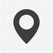 Simple location mark isolated on transparent background. Map pointer icon.