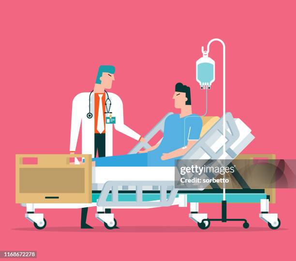 hospital room - male patient - hospital visit stock illustrations