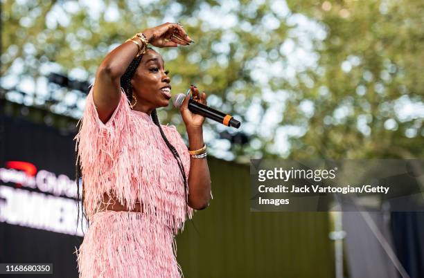 British R&B and Rap musician, producer, and actress Estelle performs onstage at the VP Records 40th anniversary celebration at Central Park...