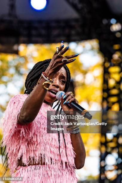 British R&B and Rap musician, producer, and actress Estelle performs onstage at the VP Records 40th anniversary celebration at Central Park...