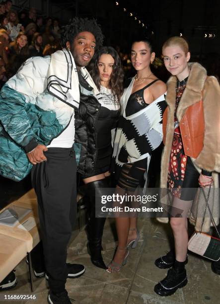 Brent Faiyaz, Rosalia, Dua Lipa and Hunter Schafer attend the Burberry September 2019 show during London Fashion Week, on September 16, 2019 in...