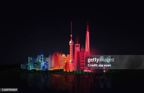 shanghai skyline at night,china - pudong 個照片及圖片檔