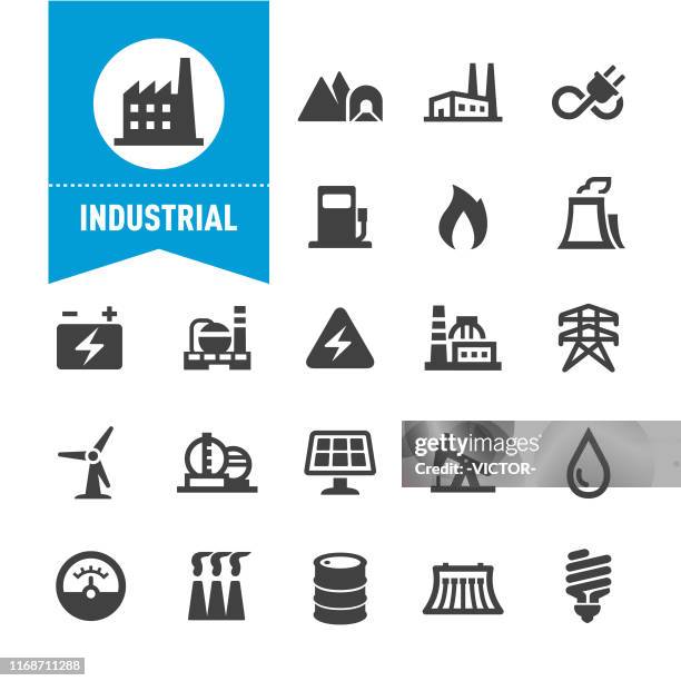 industrial icons - special series - power plant stock illustrations