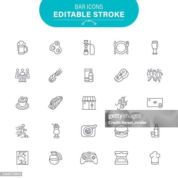 bar outline icons - bar area stock illustrations
