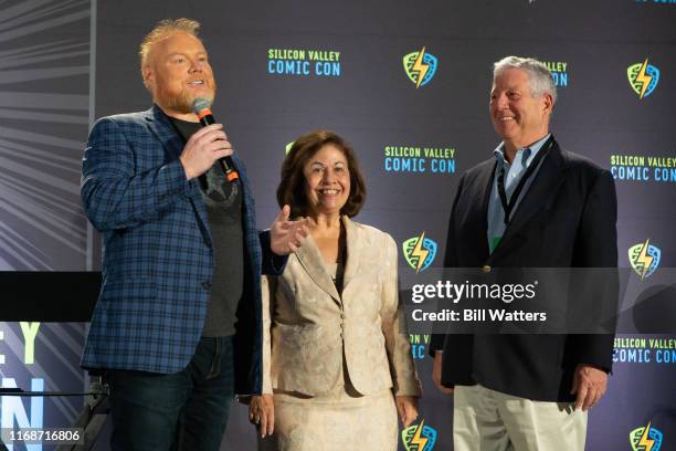 Silicon Valley Comic Con Co-Founder Rick White and Princess Katherine and Serbian Crown Prince Alexander speak at the Silicon Valley Comic Con at the...