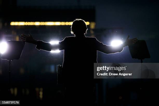 Democratic presidential candidate Sen. Elizabeth Warren speaks during a rally in Washington Square Park on September 16, 2019 in New York City....