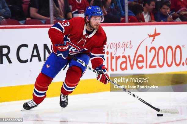 Montreal Canadiens defenceman Victor Mete looks for a pass target during the New Jersey Devils versus the Montreal Canadiens preseason game on...
