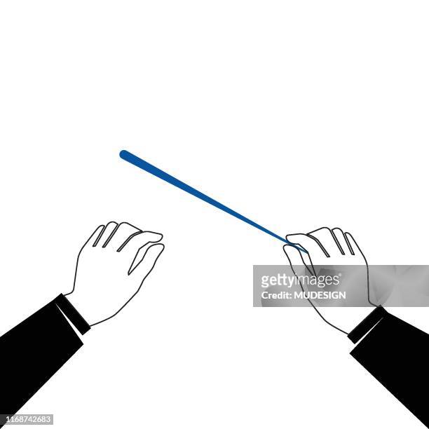 hands of conductor orchestra - composer stock illustrations