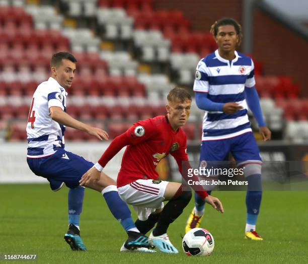 Ethan Galbraith of Manchester United in action during the Premier League 2 match between Manchester United U23s and Reading U23s at Leigh Sports...
