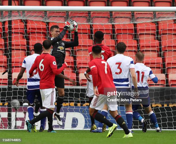 Di'shon Bernard of Manchester United in action during the Premier League 2 match between Manchester United U23s and Reading U23s at Leigh Sports...