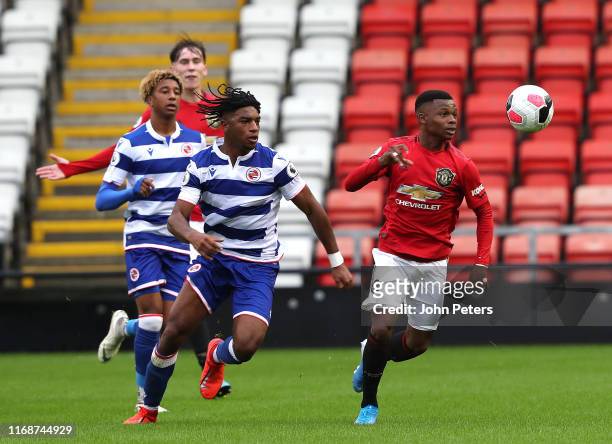 Largie Ramazani of Manchester United in action during the Premier League 2 match between Manchester United U23s and Reading U23s at Leigh Sports...