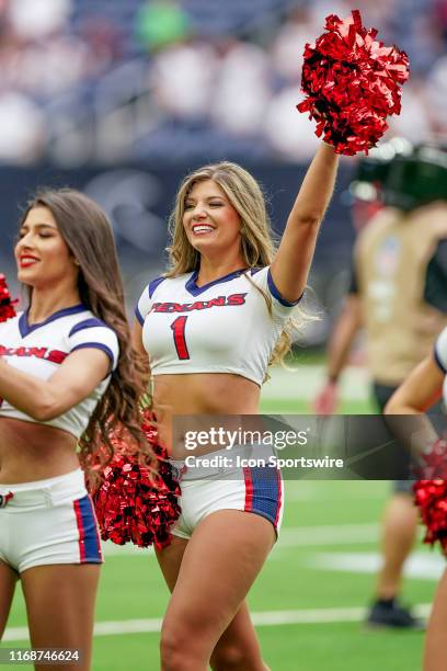 Houston Texans cheerleaders perform before the football game between the Houston Texans and Jacksonville Jaguars at NRG Stadium on September 15, 2019...