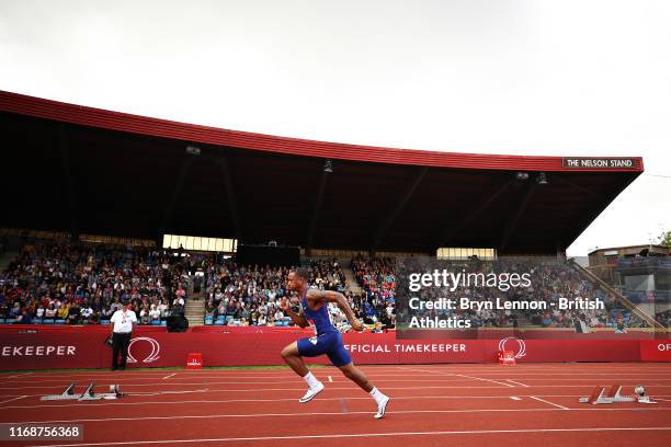 Kahmari Montgomery of United States competes in the Mens 400m during the Muller Birmingham Grand Prix & IAAF Diamond League event at Alexander...