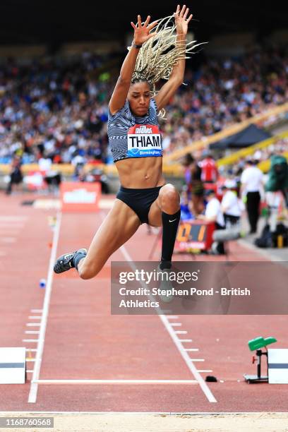Nafissatou Thiam of Belgium competes in the Womens Long Jump during the Muller Birmingham Grand Prix & IAAF Diamond League event at Alexander Stadium...