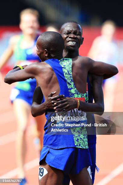 Ronald Musagala of Uganda celebrates winning in the Mens 1500m during the Muller Birmingham Grand Prix & IAAF Diamond League event at Alexander...