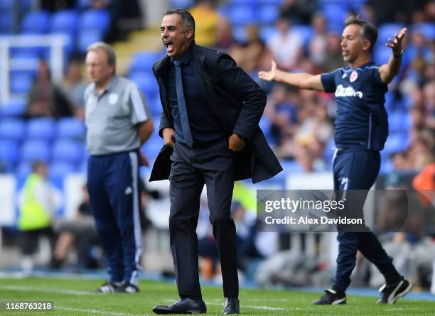 Reading manager Jose Gomes during the Sky Bet Championship match between Reading and Cardiff City at Madejski Stadium on August 18, 2019 in Reading,...