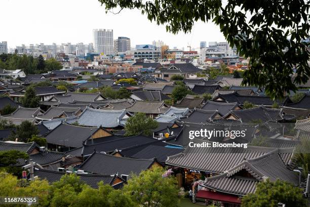 Hanok houses, traditional Korean house, stand at Jeonju Hanok Village in Jeonju, South Korea, on Friday, Sept. 13, 2019. Relations between Tokyo and...