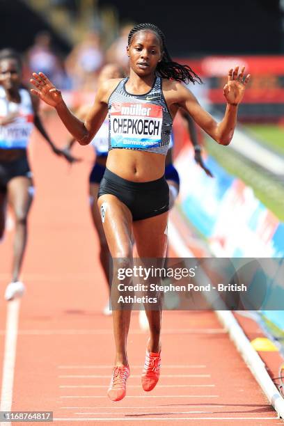 Beatrice Chepkoech of Kenya competes in the Womens 3000m Steeplechase during the Muller Birmingham Grand Prix & IAAF Diamond League event at...