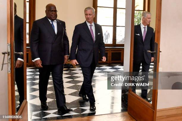 King Philippe - Filip of Belgium welcomes Democratic Republic of Congo President Felix Tshisekedi for an audience at the Royal Palace on September 17...