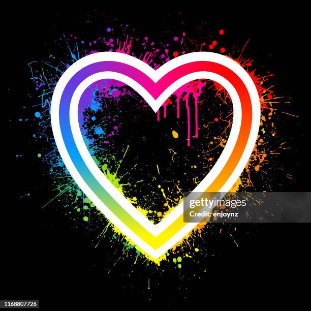 rainbow heart splash - rainbow logo stock illustrations