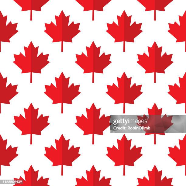 red paper maple leaves seamless pattern - maple leaf stock illustrations