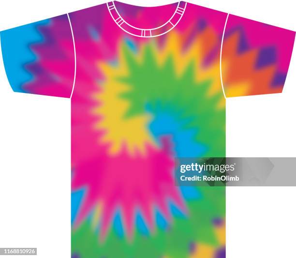 illustrations, cliparts, dessins animés et icônes de t-shirt tie dye - hippie