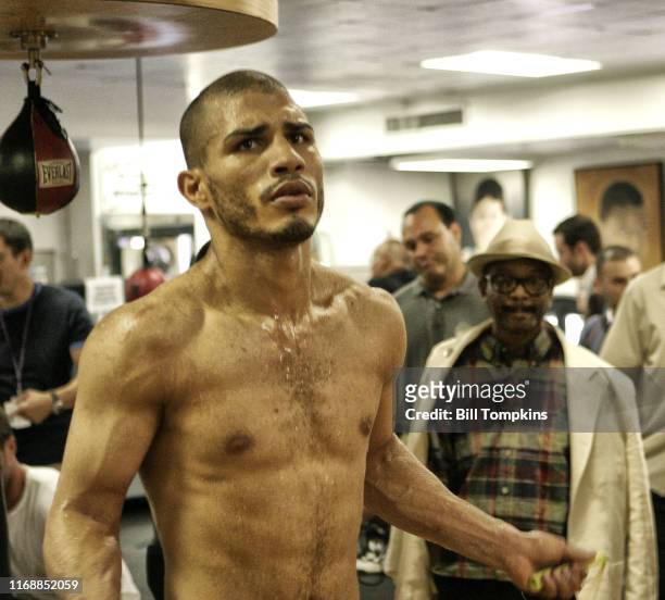 June 5: MANDATORY CREDIT Bill Tompkins/Getty Images Miguel Cotto works out prior to his win over Zab Judah by TKO in the 11th round in their...