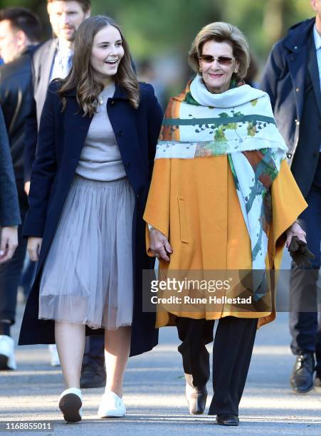 Princess Ingrid Alexandra and Queen Sonja attend Ingrid Alexandra's Sculpture Park where the final sculptures have been installed on September 17,...