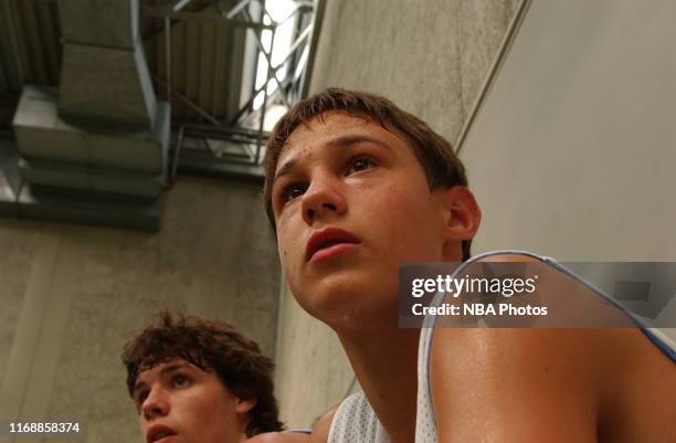 Andrea Bargnani and Danilo Gallinari attend "Basketball without Borders" Europe 2003 camp on June 28, 2003 in Treviso, Italy. NOTE TO USER: User...