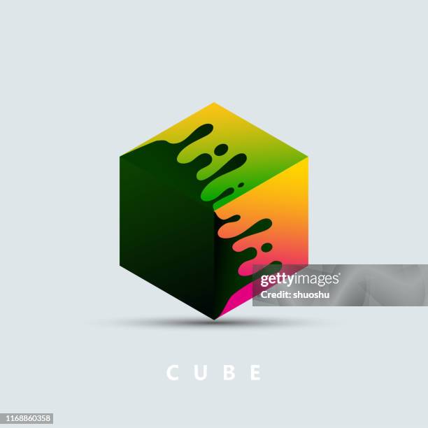 water drop style 3d geometric cube pattern - 3d cube stock illustrations