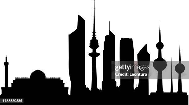 kuwait city (all buildings are complete and moveable) - kuwait city stock illustrations