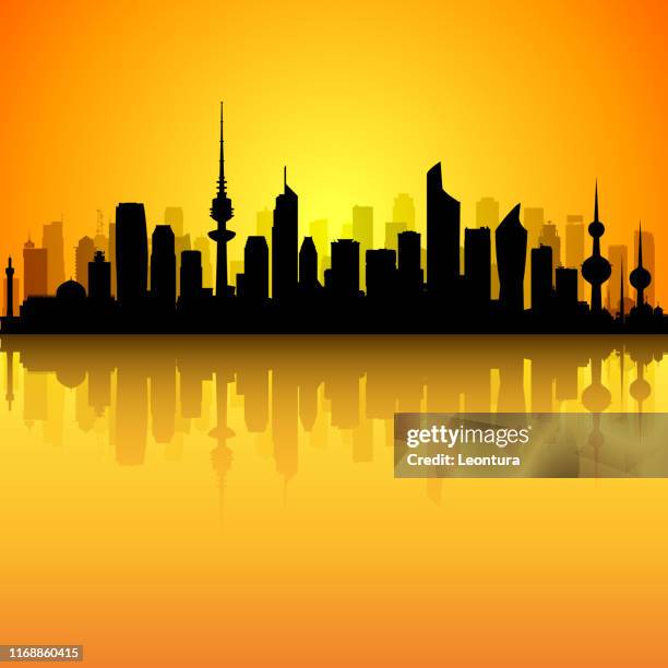 kuwait city (all buildings are complete and moveable) - kuwait landmark stock illustrations