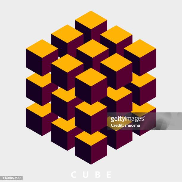 color group of cube pattern - three dimensional pyramid stock illustrations