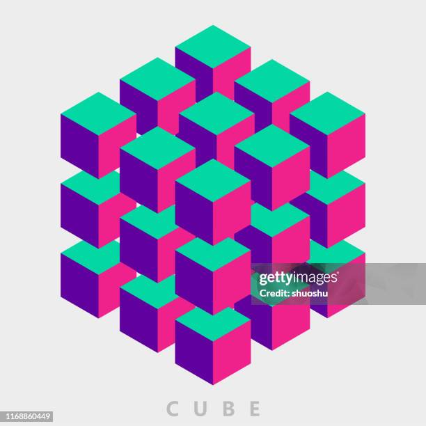 illustrations, cliparts, dessins animés et icônes de groupe de couleur de modèle de cube - tiled floor stock