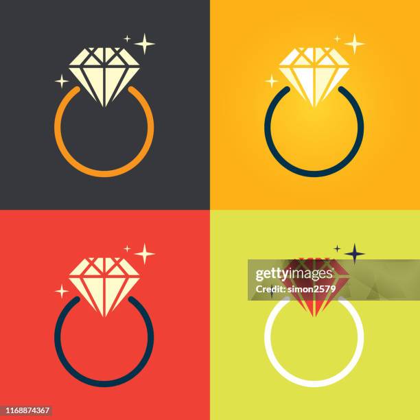 diamond ring symbol - engagement ring clipart stock illustrations