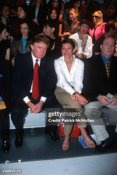 Donald Trump and Ghislaine Maxwell attend Anand Jon Fashion Show on September 18, 2000 in New York City.