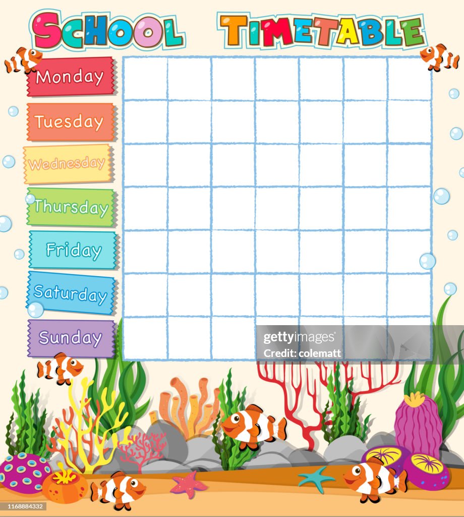 School Timetable Template High-Res Vector Graphic - Getty Images