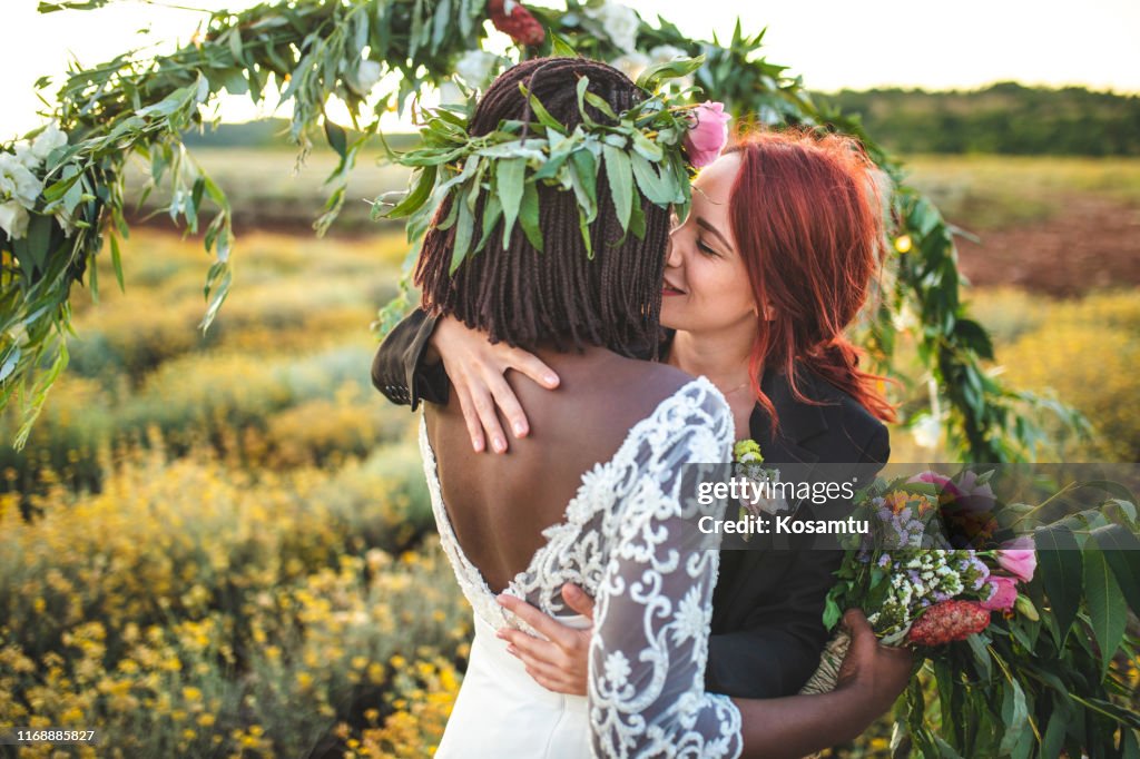 Just Married Happy Lesbian Couple Hugging After Wedding Ceremony High ... lesbian pic Just Married Happy Lesbian Couple Hugging After Wedding Ceremony High ...