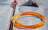 road work for the installation of fiber optic cables for telecommunications HIGH-SPEED telematics
