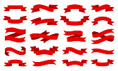 Red ribbon Text banner flat tape icon vector set